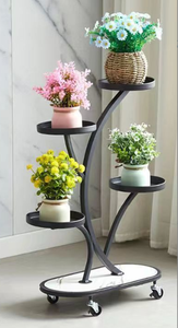 Nuovo Scaffale da Terra per Balcone nel Soggiorno con Ruote e Portavasi in Ferro - Product Image 3