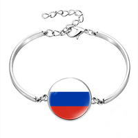 Bracelet personnalisé avec cabochon en verre drapeau roumain, bracelet en métal avec pierre précieuse pour les fans de football et souvenir de l'équipe nationale