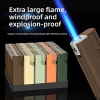Briquet à flamme bleue anti-explosion, durable, coupe-vent, abordable, rechargeable, en métal épaissi et au design minimaliste