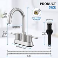 Grifo de lavabo moderno de arco alto con 2 manijas, montaje en cubierta, con agua fría y caliente para uso en proyectos mayoristas de baños domésticos