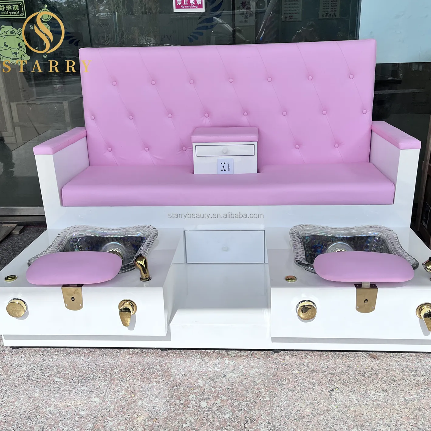 PINK GOLD salón spa personalizado doble pedicura bancos silla estación para salón de belleza