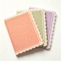 Carnet de notes personnalisé en lin à carreaux rouges avec bordure en dentelle, couverture rigide, idéal pour scrapbooking et cadeaux