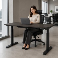 Bureau électrique silencieux et extensible AOR pour la maison, la chambre, le bureau, l'utilisation d'ordinateur, couleurs personnalisables, montage facile, en bois