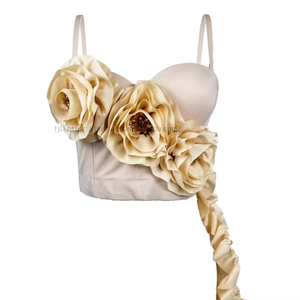 Nouveau Corset Halter Printemps à Motif Floral et Franges, avec Armatures et Coussinets, Coupe Ajustée, Tendance - Product Image 2