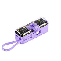 Batterie externe universelle portable étanche à charge rapide avec câble intégré, type C, lithium polymère, grande capacité 10000 mAh, fabriquée au Japon