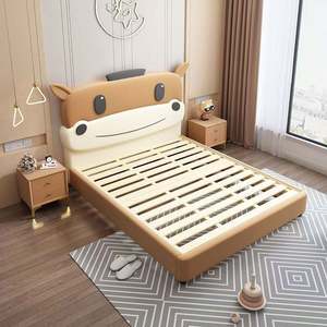 Cama minimalista moderna para niños, cama individual creativa con diseño de caballo de dibujos animados de 1,5 m para niños y niñas, espacio pequeño - Product Image 3