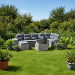 Set Divano da Giardino Grigio in Rattan 6 Posti con Cuscini Arredamento da Esterno Design Contemporaneo - Product Image 2