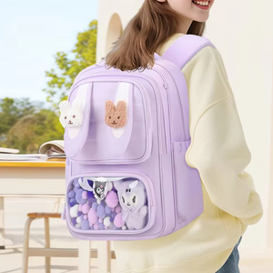 Wholesale Fashion Cute Bow Cartoon Backpack Large Capacity Relief Schoolbag Primary School Students Unisex Waterproof Polyester - Product Image 1