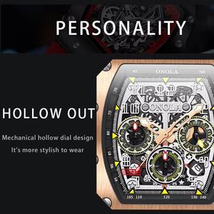 Montre pour homme de luxe Drioshipping, design baril à vin classique, marque ONOLA, montre multifonctionnelle à quartz, bracelet en silicone, étanche - Product Image 6