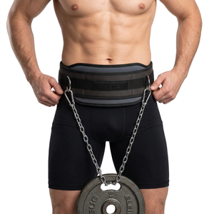 Comfortable Heavy Steel Chains Neoprene Breathable Fitness Pull-Up Dip <b>Belt</b> with Back Support for Powerlifting Weightlifting - Product Image 1