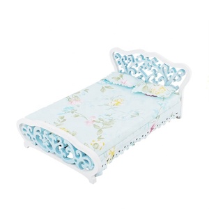 Casa delle bambole casa delle bambole mobili in miniatura letto dipinto rose rosa bianche fiore di giglio floreale - Product Image 4