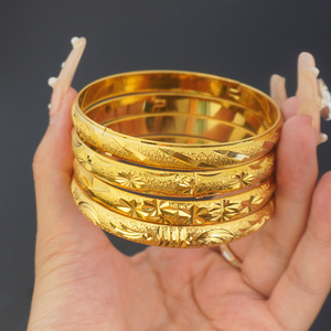 Brazalete de Moda Chapado en Oro sobre Cobre, Grabado, de 8 mm de Ancho para Mujer - Product Image 4