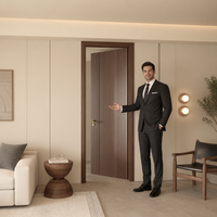 Porte d'entrée intérieure de luxe, style français, bois massif, isolation acoustique, lignes géométriques, porte élégante pour chambre à coucher, pour résidence haut de gamme