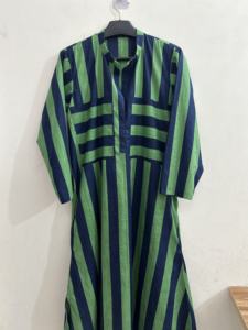 Women's <b>Summer</b> Casual Floor-Length <b>Kaftan</b> Boho Hippie Party Gown Lace Decoration Dark Pink Cotton Stripe A-Line Breathable - Product Image 6