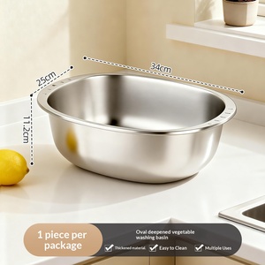 Ensemble de passoires ovales en acier inoxydable, épaissies, multi-usages, pour le lavage du riz, le passage des fruits et légumes, pour la cuisine - Product Image 6