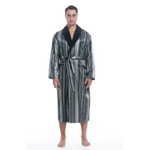 Luxo Custom strip Silk Satin Roupão Venda Quente Tamanho Longo e Grosso Quente Seda Unisex 5 Star Satin Bath Robes Homens Mulheres