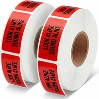1 rouleau d'étiquettes adhésives identiques en aspect et sonorité, 1000 autocollants d'avertissement de sécurité pour médicaments rouges au total, forme rectangulaire