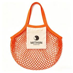Sac de courses en coton maillé à faible MOQ, sacs à main personnalisés avec logo, sacs réutilisables écologiques pour l'épicerie avec poche en toile - Product Image 1