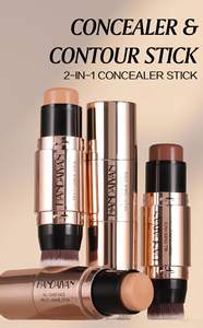 중국 도매 <span class=keywords><strong>2</strong></span> in 1 컨실러 스틱 컨실러 팔레트 개인 라벨 하이라이트 브러시로 은폐 - Product Image 2