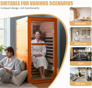 Sauna de Infrarrojos Lejanos para el Hogar, 1065W 120V, Sauna Seca de Madera con Luz Roja y Función de Música Bluetooth, Gran Venta - Product Image 2