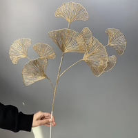 Décoration de mariage, centre de table, accessoires, feuilles de plantes de Ginkgo, feuilles artificielles dorées