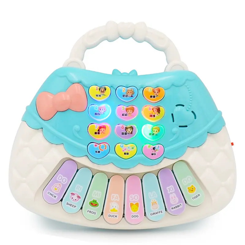 Piano musik bayi dengan suara lampu, mainan edukasi hadiah anak hewan bersuara Keyboard bermain musik Tipe anak