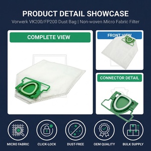 Pièces détachées pour aspirateur OEM/ODM Suzhou, écologiques, haute efficacité, sac à poussière, Vorwerk <span class=keywords><strong>Kobold</strong></span> <span class=keywords><strong>VK200</strong></span> FP200, non tissé - Product Image 2
