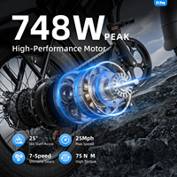 Vélo électrique EU US UK Aairsk F1 Pro pour adultes, moteur sans balais 748W, batterie amovible 48V 15Ah, pneus larges 20 pouces, pliable, aluminium F1Pro