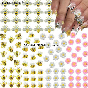 10PCS Bolsa Y2K Estilo 3D Decoraciones <span class=keywords><strong>de</strong></span> <span class=keywords><strong>uñas</strong></span> Art Golden Bee Daisy Floral Mix Shape Alloy Nail Charms a granel - Product Image 1