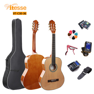 <span class=keywords><strong>Kit</strong></span> de guitare classique électrique de 36 pouces avec table en épicéa et corps fin en bois de qualité professionnelle OEM avec accessoires de micro pour guitare - Product Image 1