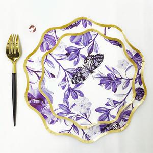 DAMAI Flower Butterfly Premium Chinoiserie Tea Party Supplies <b>Disposable</b> Party <b>Tableware</b> Dinnerware Paper Cups Napkins Plates - Product Image 4