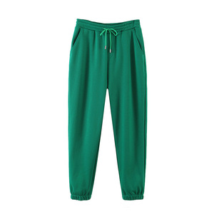 Pantalones de chándal elásticos y gruesos con forro polar para mujer, talla grande, N8224, verde, algodón, informales - Product Image 3