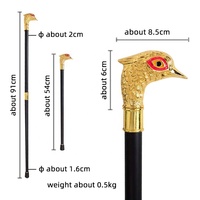 Tête d'oiseau doré oeil rouge mode bâton de marche décoratif Vampire Cospaly fête canne de marche Halloween baguette