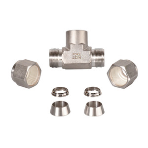 Raccord en T métrique en acier inoxydable 316 ROKE, raccord à sertir, filetage interne, connecteur hydraulique - Product Image 5