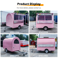 Remolque Móvil JINLIJING Personalizado Pequeño Rosa Totalmente Equipado para Venta de Snacks, Café y Panadería Tipo Food Truck
