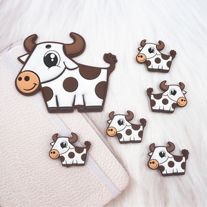 Collar de dentición DIY para bebés, sin BPA, con diseño de vaca, juguete molar seguro con forma de animal de dibujos animados, venta al por mayor - Product Image 4