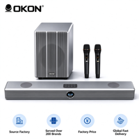 Soundbar 8 Inch Grosir dengan Subwoofer dan Dua Mikrofon Nirkabel untuk TV, Film, dan Karaoke