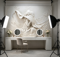 Papier peint mural 3D effet plâtre en relief, motif Dame en chapeau et papillon, décoration murale artistique personnalisée pour vestiaire, salon, hôtel