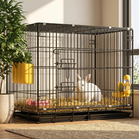 Cage à lapin pliable en métal de haute qualité, personnalisable OEM, anti-rouille, avec plateau amovible, facile à nettoyer, durable, pour intérieur et extérieur, vente en gros
