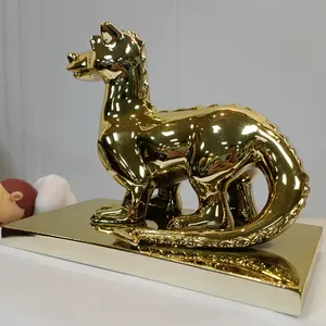 Figura de dragão de resina dourada de brinquedo animal de poliresina para decoração de casa