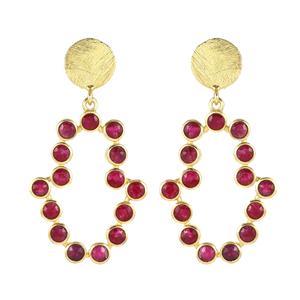 Pendientes Hamsa de Latón Chapado en Oro con Rubí, Joyería Espiritual, Joyería de Lujo para Mujer para Fiestas - Product Image 1