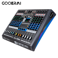 Mezclador de Audio Profesional de 12 Canales con 100 DSP / RGB / BT 5.0 / Reproducción USB / 7 EQ / Alimentación Phantom de 48V para Grabación en Estudio