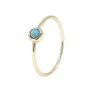Gemnel minimalist jewelry 925 sterling silver last design 14k gold plated thin turquoise finger ring