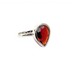 Factory Wholesale Fashion Bezel Setting Faceted Pear Shape <b>Rings</b> Sterling <b>Silver</b> 925 Hydro <b>Garnet</b> <b>Rings</b> Women's <b>Ring</b> - Product Image 4