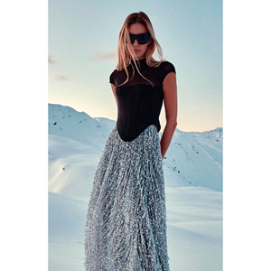 Auza Corset <b>Top</b> <b>Silver</b> Fringe Skirt Dress - Product Image 2