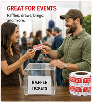 Rouleau de tickets doubles 2x2 pouces, numérotés consécutivement, perforés, faciles à déchirer, couleurs vives, étiquettes en carton durable
