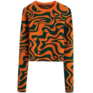 UG Winter mode <span class=keywords><strong>Fuzzy</strong></span> Style Jacquard Strick pullover mit Rundhals ausschnitt für Frauen - Product Image 1