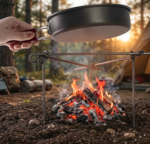 Equipo de Cocina para Fogatas, Parrilla de Acero Inoxidable para Fogatas, Soporte Portátil para Ollas de Camping, para Senderismo y Excursionismo al Aire Libre - Product Image 3