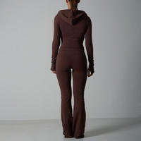 Ensemble deux pièces pour femme : Sweat-shirt court à capuche slim et leggings évasés longs avec cordon de serrage élastique, style Y2K Hot Girl, tenue de sport