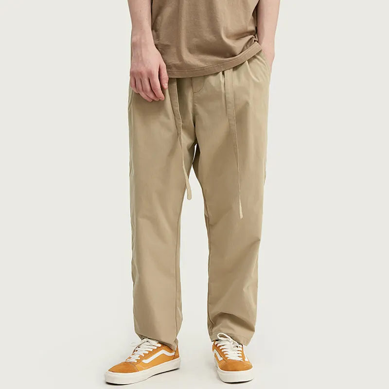 Color Working Trouser Casual Loose Pants Streetwear Pants Men's Trousers Khaki Premium Soft Plain 100% Polyester Flat Front